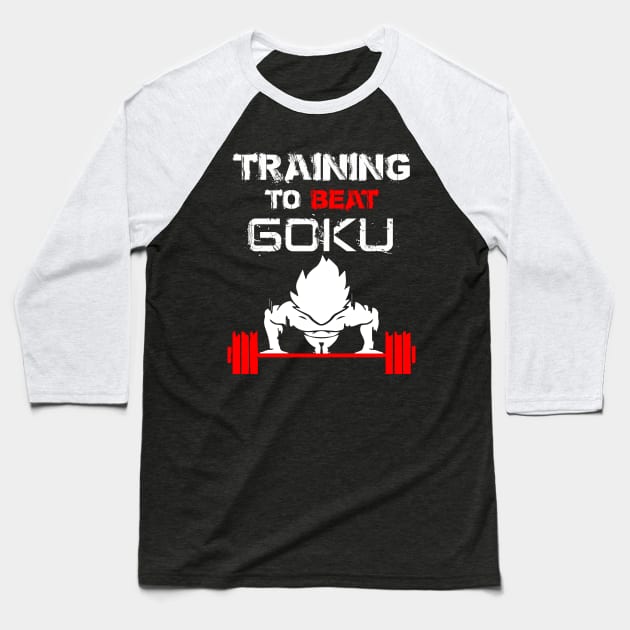 Training to Beat Goku Baseball T-Shirt by amlpdiu